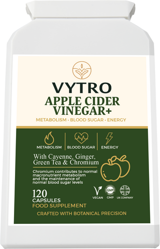 VYTRO® APPLE CIDER VINEGAR+ – Metabolism, Blood Sugar & Energy Support | With Cayenne, Ginger, Green Tea & Chromium | Vegan Capsules