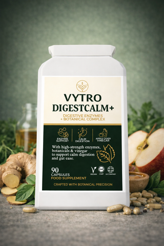 VYTRO DIGESTCALM+ – Advanced Digestive Enzyme & Botanical Complex | Calm Digestion, Bloating Relief & Gut Comfort | 90 Capsules