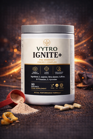VYTRO IGNITE+ Pre-Workout Powder – Orange Flavour | Energy, Focus, Nitric Oxide, Creatine, Electrolytes & Caffeine