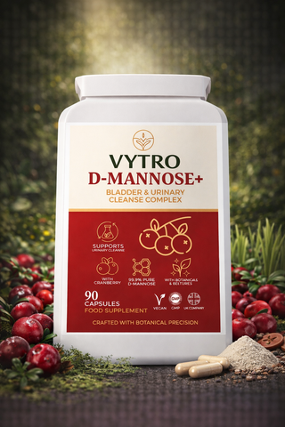 VYTRO D-MANNOSE+ | Bladder & Urinary Cleanse Complex with Cranberry, Oregano & Probiotics – Supports UTI Relief & Urinary Tract Health (90 Capsules)