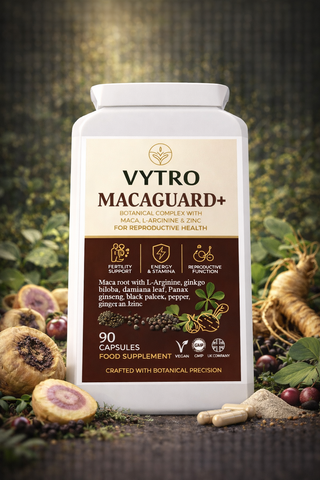 VYTRO MACAGUARD+ – Advanced Male Vitality & Reproductive Support | Maca Root, L-Arginine, Ginseng, Zinc & Damiana Complex