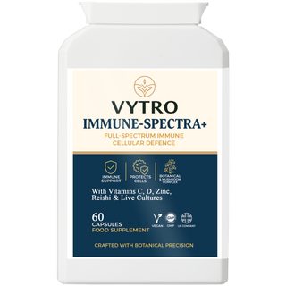 VYTRO IMMUNESPECTRA+ High-Potency Immune Defence Complex – 120 Vegan Capsules | Vitamin C, Reishi, Elderberry & Probiotics
