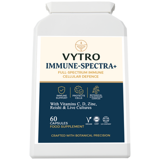 VYTRO IMMUNESPECTRA+ High-Potency Immune Defence Complex – 120 Vegan Capsules | Vitamin C, Reishi, Elderberry & Probiotics